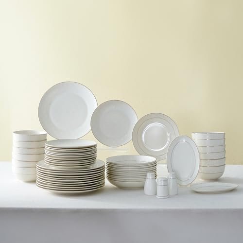 Elegantes Bone China Tafelservice für 12 Personen mit goldenem Mandarin-Muster.