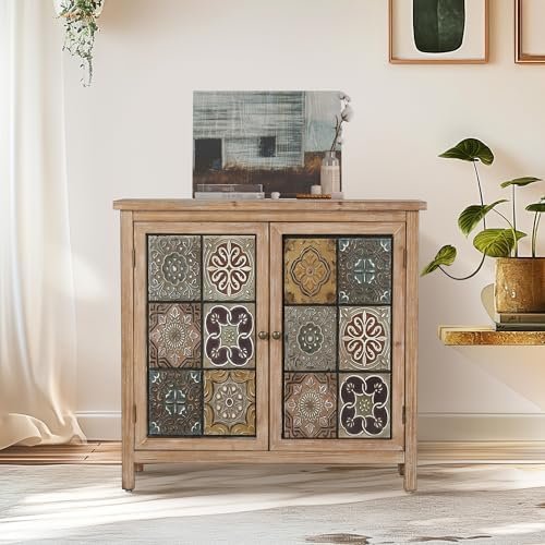 ALPHA HOME Sideboard im Landhaus-Boho-Stil als elegantes Möbelstück im Wohnzimmer.